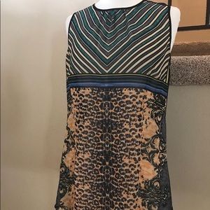 CAbi Buchanan Animal Print tunic tank blouse small